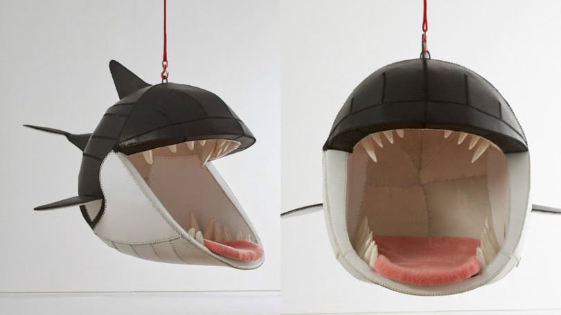 These hanging chairs let you sit in the mouths of animals | via Dezeen