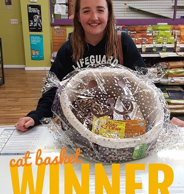 Hailey S, came into the store to pick up her cat basket prize at Barks and Recreation in downtown Trail, BC