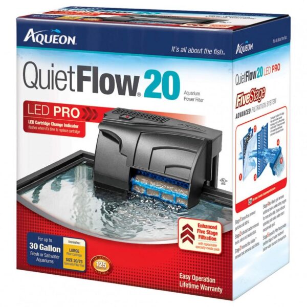 Aqueon - QuietFlow LED Pro Power Filter 20 - Up to 30G - 18.8x11.2x20.1cm (7.4x4.4x7.9in)