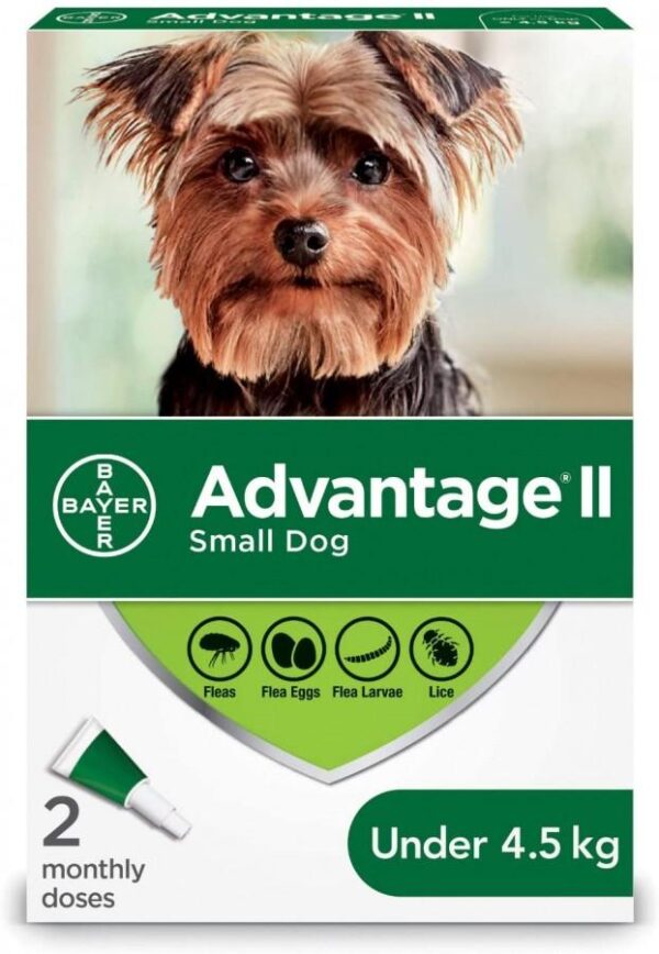 Bayer - K9 Advantage® II Small Dog Once-A-Month Topical Flea Treatment - Under 4.5 kg - 2 Doses
