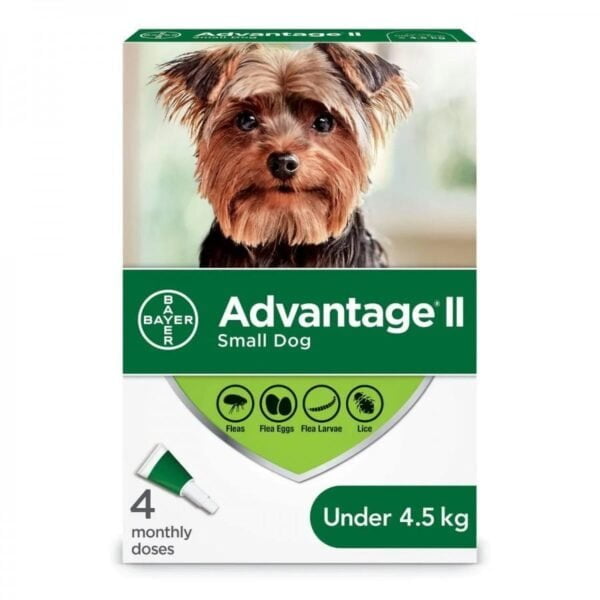 Bayer - K9 Advantage® II Small Dog Once-A-Month Topical Flea Treatment - Under 4.5 kg - 4 Doses