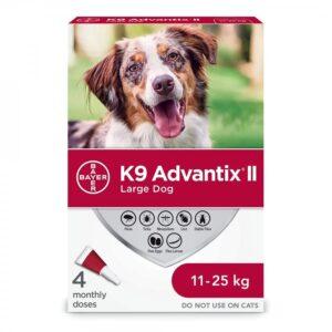 Bayer - K9 Advantix® II Large Dog Once-A-Month Topical Flea & Tick Treatment - 11 kg to 25 kg - 4 Dose