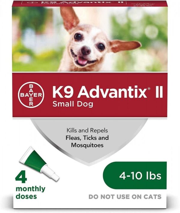 Bayer - K9 Advantix® II Small Dog Once-A-Month Topical Flea & Tick Treatment - Under 4.5 kg - 4 Doses