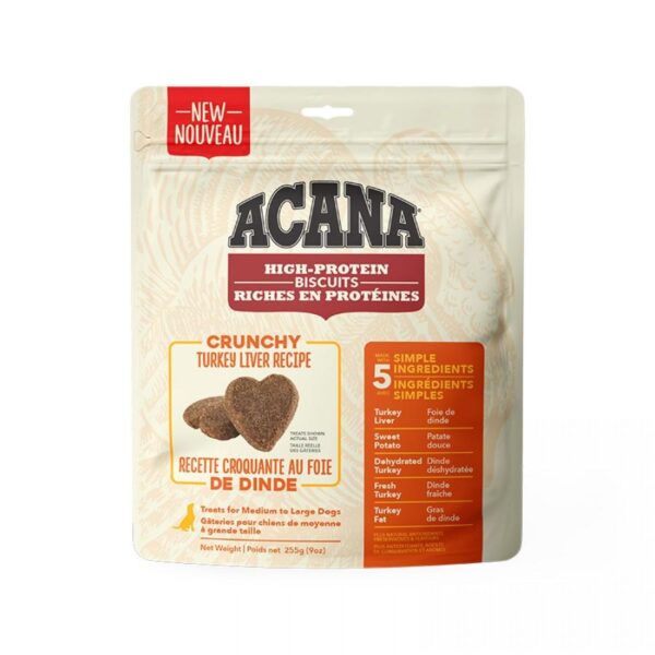 Champion Foods - Acana High-Protein Crunchy Biscuits TURKEY LIVER Recipe - Large - 255G (9OZ)