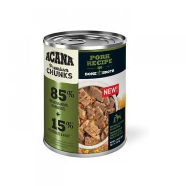 Champion Foods - Acana - Premium Chunks, PORK Recipe in Bone Broth Wet Dog Food - 363g (12.8oz)
