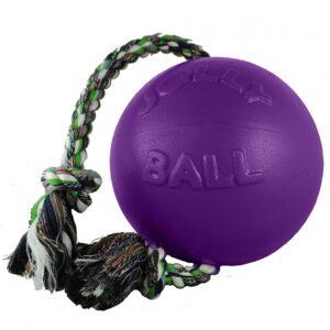 Jolly Pets - Romp N Roll Ball with Rope Purple - 20cm (8in)