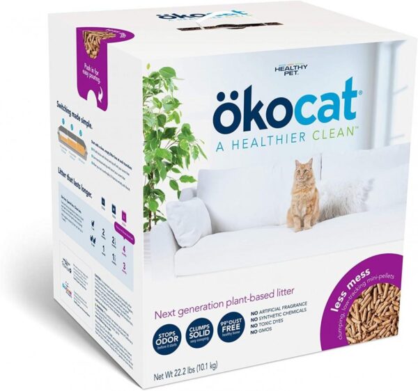 Okocat - Less Mess Wood Cat Litter Natural and Clumping - 10.1KG (22.2lb)
