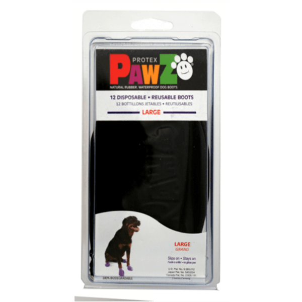 Pawz - LARGE Rubber Dog Boots - BLACK - 12 pk - Up to 10CM