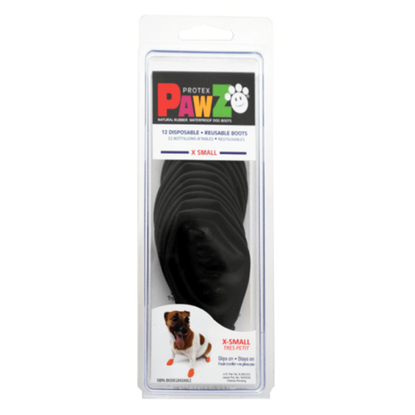 Pawz - XSMALL Rubber Dog Boots - BLACK
