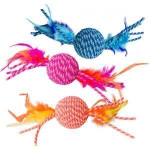 Spot - Ethical Pet - Elasteeez Ball & Feathers Cat Toy - 26CM (10.3in)