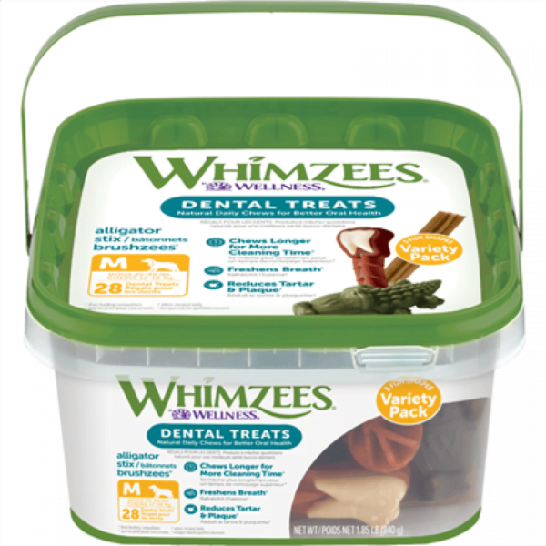 Whimzees - VARIETY PACK Dental Chews - Medium 28PK - 840GM (1.85lb)
