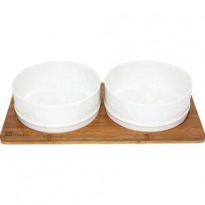 Be One Breed - Bamboo & Ceramic Bowl With Paws - Medium 850ml (28oz)