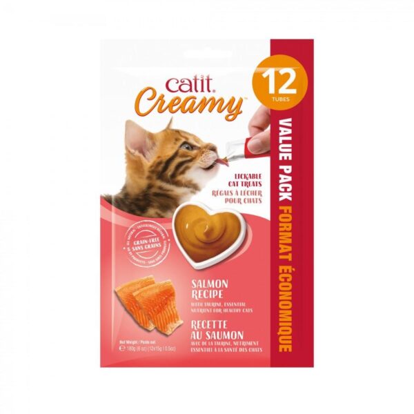 Catit - Creamy Lickable Cat Treat - Salmon Flavour - 12 pack - 15GM (0.5oz)
