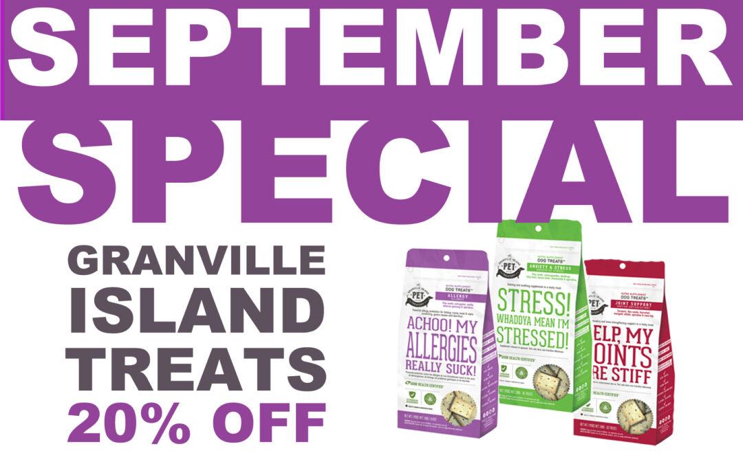 Sept Special – 20% Off Granville Island Pet Treatery Treats