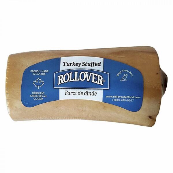 Rollover - Small Stuffed Bone TURKEY Dog Chew - 10-15CM (4-6in)