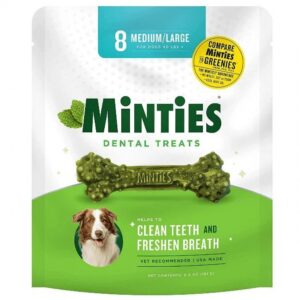 VetIQ - Minties Maximum MINT DENTAL Bones Dog Treat - MD/LG - 181GM (6.4oz) - 8CT