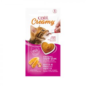 Catit - Creamy Lickable Cat Treat - CHICKEN & SHRIMP Flavour - 5 Pack - 15GM (0.5oz)