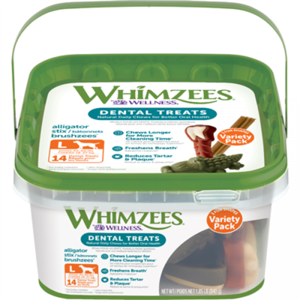 Whimzees - VARIETY PACK Dental Chew - Large 14PK - 840GM (1.85lb)