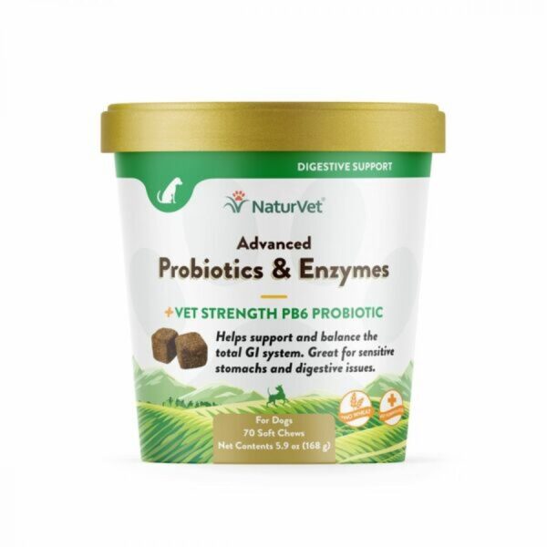 NaturVet - Advanced Soft Chew Probiotic & Enzymes - 168GM (5.9oz) - 70CT